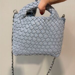 Elegant Blue Woven Handbag